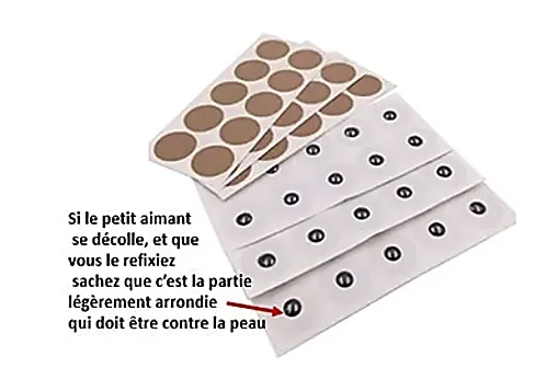 Petit aimant a mettre sur les points d'acupuncture qu’ il faut stimuler dans le cas d'un torticolis .ledegoteur.fr